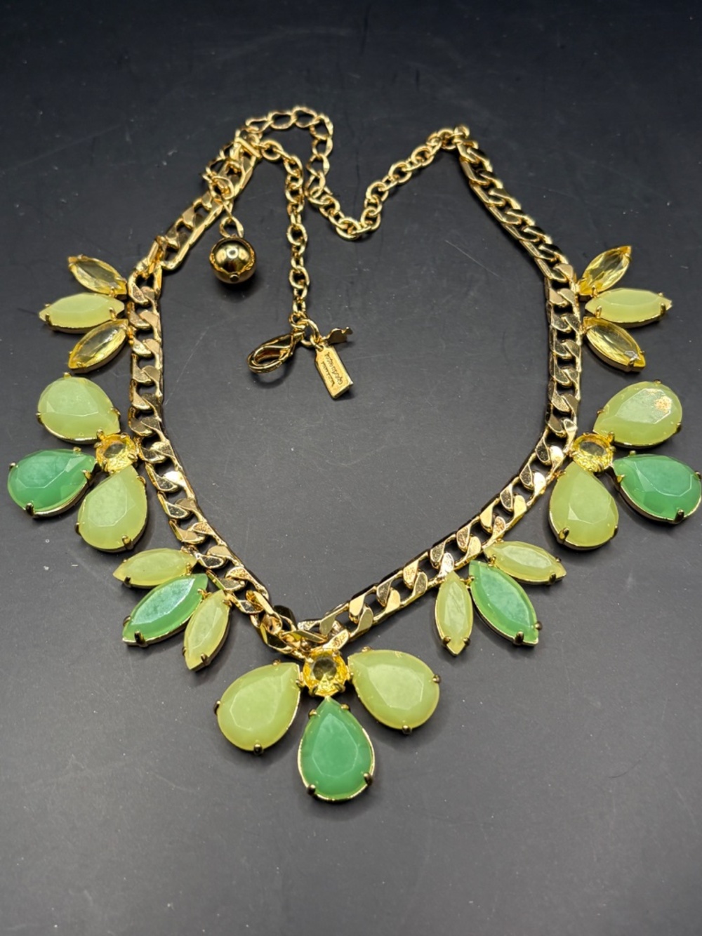 Kate Spade Garden of Paradise Green Crystal Gold Plated Necklace 17" - Picture 3 of 8